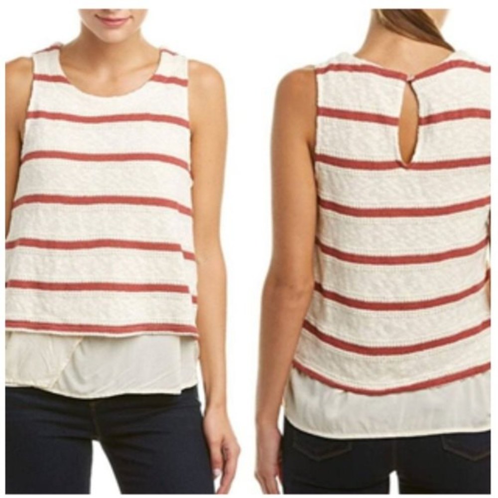 Splendid Tuscan Striped Knit Layered Tank Top, Size M